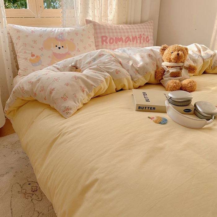 91家纺网 家纺一手货源 找家纺 美乐迪家纺 2025新款全棉绣花四件套 萌宠组合