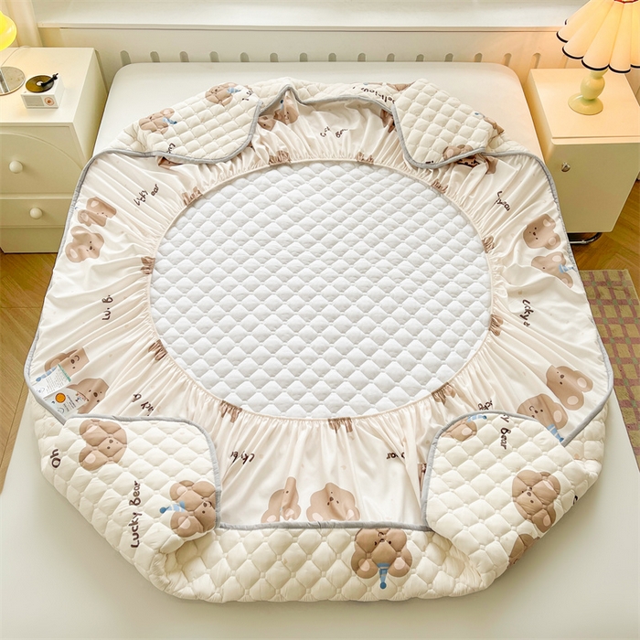 91家纺网 家纺一手货源 找家纺  【高克重加厚】雯豆 新品磨毛夹棉床笠印花水洗棉床笠三件套床垫保护罩 杰克王子