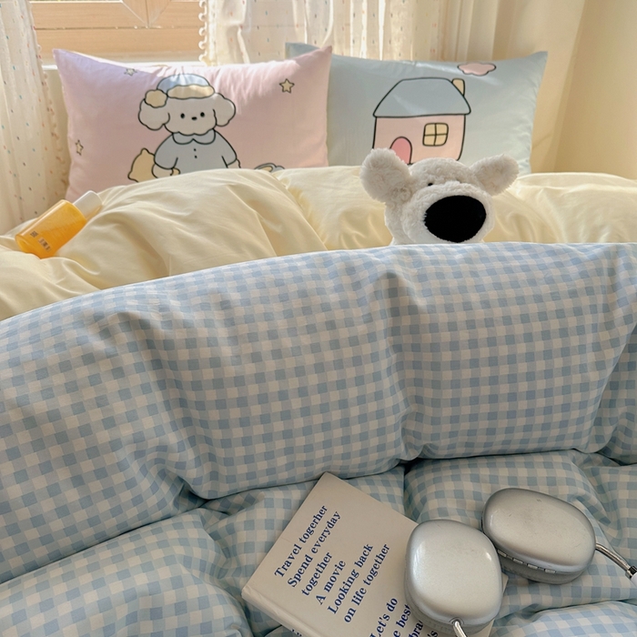 91家纺网 家纺一手货源 找家纺 美乐迪家纺 2025新款全棉绣花四件套 晚安狗狗