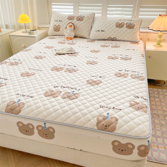 91家纺网 家纺一手货源 找家纺  【高克重加厚】雯豆 新品磨毛夹棉床笠印花水洗棉床笠三件套床垫保护罩 杰克王子