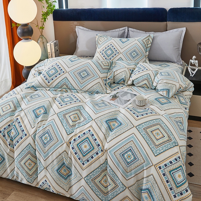 91家纺网 家纺一手货源 找家纺 雲归梦 2024新款加厚全棉生态磨毛大版四件套 悠闲-米