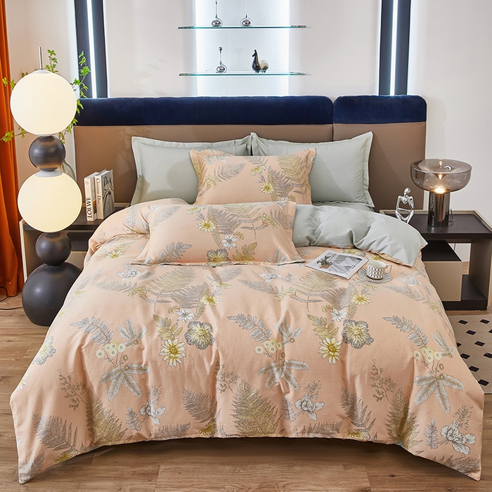 91家纺网 家纺一手货源 找家纺 雲归梦 2024新款加厚全棉生态磨毛大版四件套 香叶青春