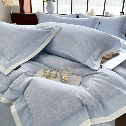 91家纺网 家纺一手货源 找家纺 （总） 2025新款冬季全棉磨毛四件套纯棉数码印花拼接被套床单轻奢风床笠款A类床上用品 