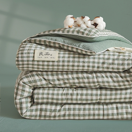 91家纺网 家纺一手货源 找家纺 梦初语 2025新款四季款良品棉花被子家用被芯 绿小格