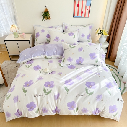 91家纺网 家纺一手货源 找家纺 天之爱 2025新款全棉印花四件套 甜美花韵