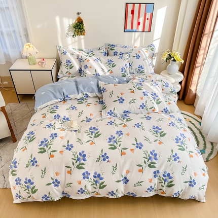 91家纺网 家纺一手货源 找家纺 天之爱 2025新款全棉印花四件套 清风