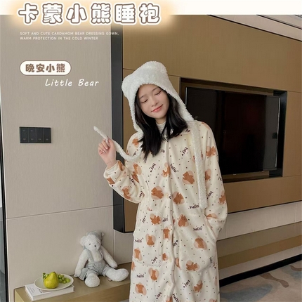 91家纺网 家纺一手货源 找家纺 （总）妍景家居生活馆 2024新款卡蒙小熊睡袍家居服