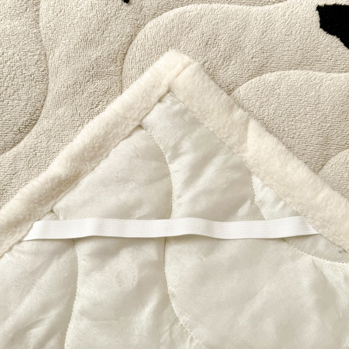 91家纺网 家纺一手货源 找家纺 梦初语 2025新款A类高克重立体毛巾绣阳粒子床垫褥 蝴蝶结-米