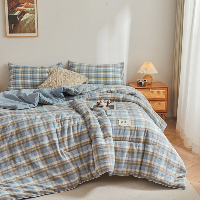 91家纺网 家纺一手货源 找家纺 梦初语 2025新款四季款良品棉花被子家用被芯 绅士格