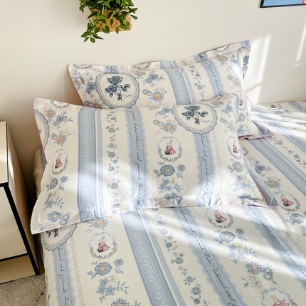 91家纺网 家纺一手货源 找家纺 天之爱 2025新款全棉印花单枕套 花兔仙子