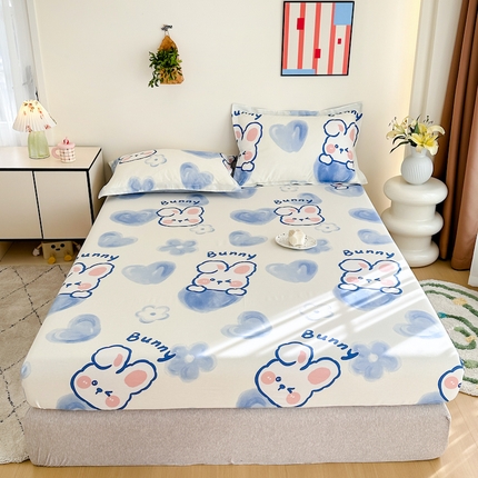 91家纺网 家纺一手货源 找家纺 天之爱 2025新款全棉印花单床笠 晴天小兔【床笠】