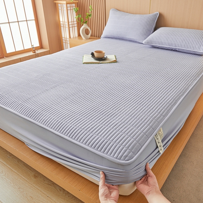 91家纺网 家纺一手货源 找家纺 雅萱家纺 2025新款A类亲肤简约款大豆床笠 宝石蓝-床笠