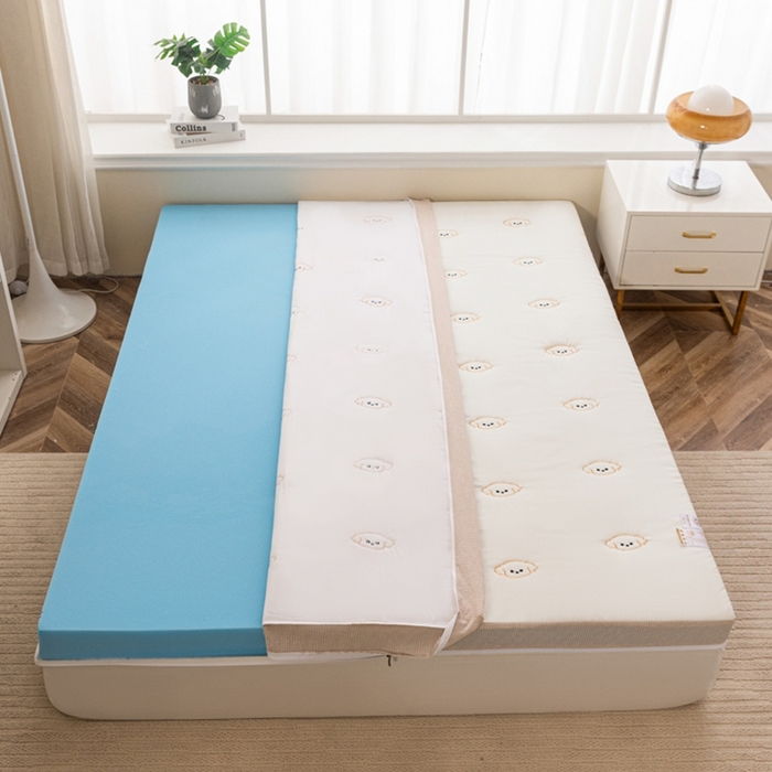 91家纺网 家纺一手货源 找家纺 元昊床垫 2025新款A类母婴级水洗棉刺绣床垫-小萌狗 小萌狗-旺旺奶白