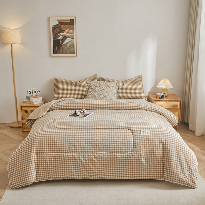 91家纺网 家纺一手货源 找家纺 梦初语 2025新款四季款良品棉花被子家用被芯 咖小格