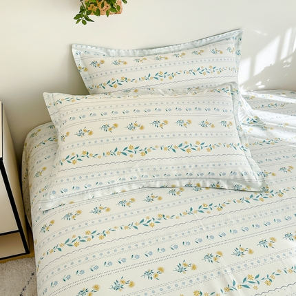 91家纺网 家纺一手货源 找家纺 天之爱 2025新款全棉印花单枕套 花语初晴