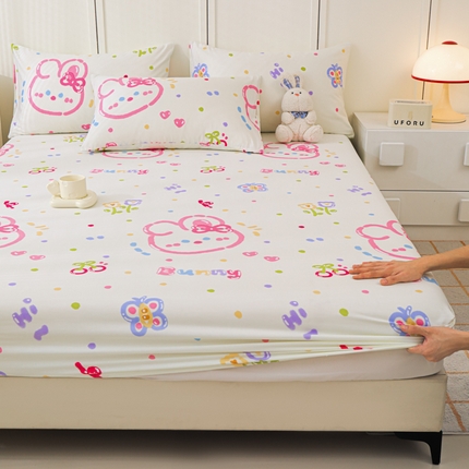 金鑫汇家纺 2025新款全棉印花单床笠 奇趣小兔