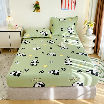 91家纺网 家纺一手货源 找家纺 天之爱 2025新款全棉印花单床笠 熊猫宝贝【床笠】