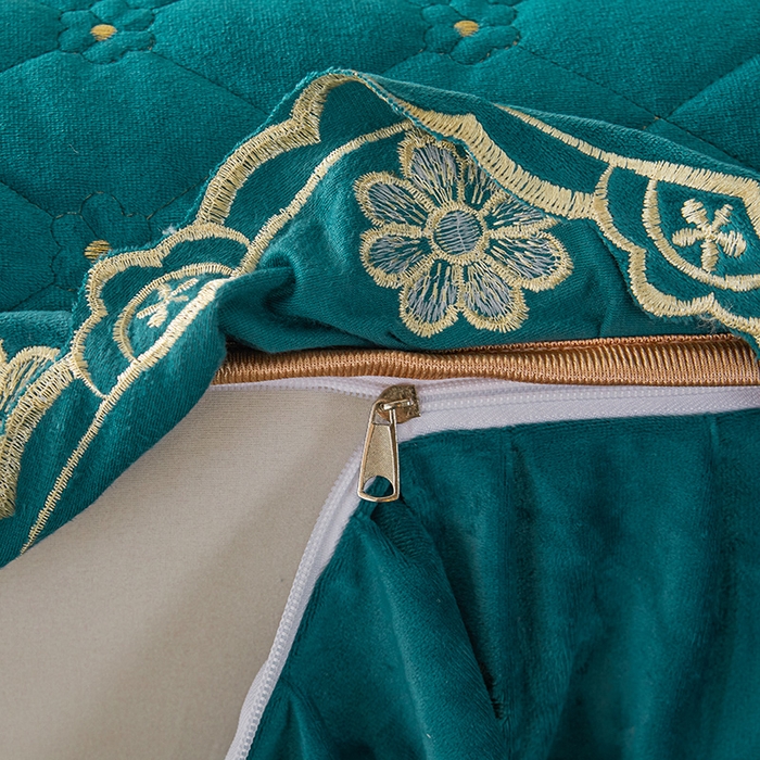 91家纺网 家纺一手货源 找家纺 罗艺轩 2025新款婴儿绒双层夹棉可拆卸床裙-花语 花语-翡翠绿