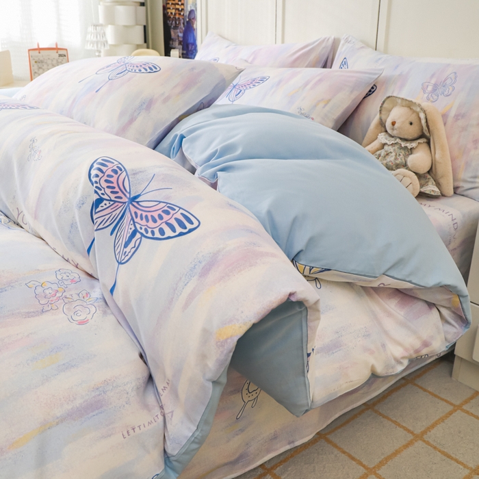 91家纺网 家纺一手货源 找家纺 金鑫汇家纺 2025新款全棉印花单被套 梦蝶