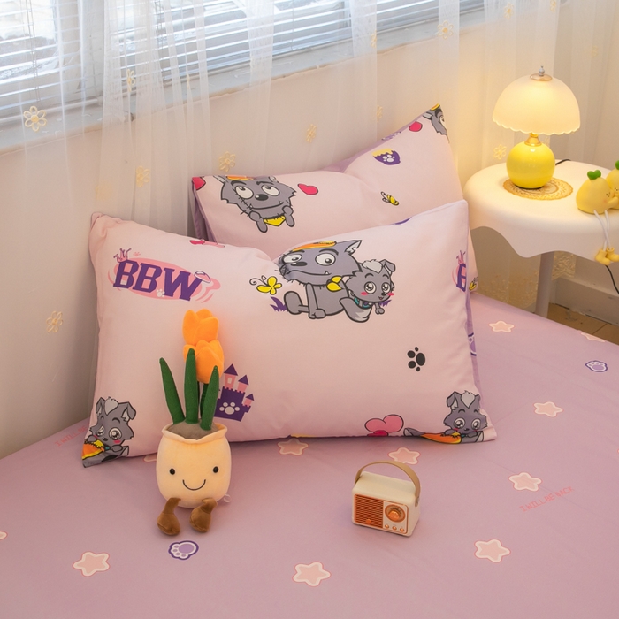 91家纺网 家纺一手货源 找家纺 简宜家居（朝初家纺） 2025新款40支斜纹12868纯棉全棉喜羊羊灰太狼系列四件套 开心灰太狼