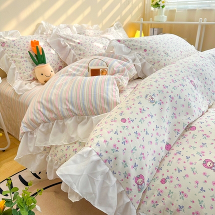 91家纺网 家纺一手货源 找家纺 （总）简宜家居（朝初家纺） 2025新款40支13070全棉花边款四件套