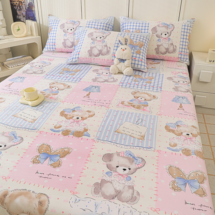 91家纺网 家纺一手货源 找家纺 金鑫汇家纺 2025新款全棉印花单床单 熊熊精灵