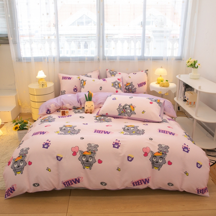 91家纺网 家纺一手货源 找家纺 简宜家居（朝初家纺） 2025新款40支斜纹12868纯棉全棉喜羊羊灰太狼系列四件套 开心灰太狼