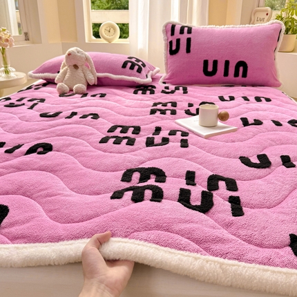 梦初语 2025新款A类高克重立体毛巾绣阳粒子床垫褥 muimui-玫红