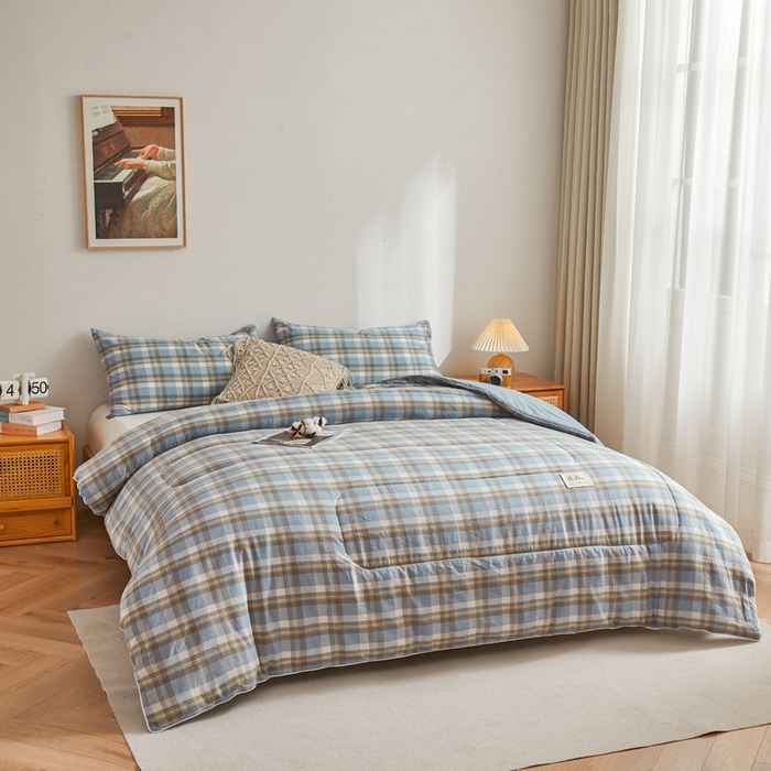 91家纺网 家纺一手货源 找家纺 梦初语 2025新款四季款良品棉花被子家用被芯 绅士格