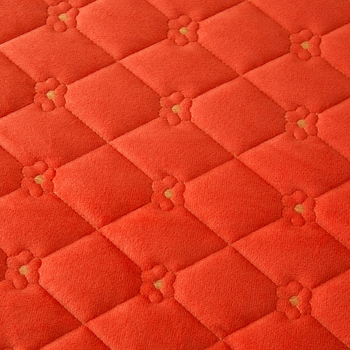 91家纺网 家纺一手货源 找家纺 罗艺轩 2025新款婴儿绒双层夹棉可拆卸床裙-花语 花语-艾玛橙