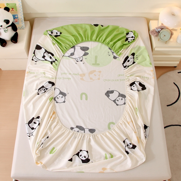 91家纺网 家纺一手货源 找家纺 金鑫汇家纺 2025新款全棉印花单床笠 可爱熊猫