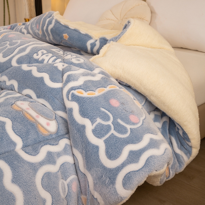 91家纺网 家纺一手货源 找家纺 梦初语 2025新款雪花绒羊羔绒厚实保暖被子被芯 几何空间