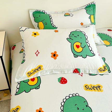 天之爱 2025新款全棉印花单枕套 恐龙告白