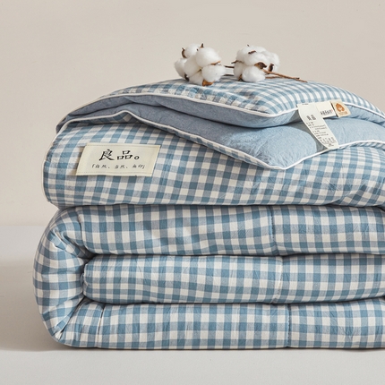 梦初语 2025新款四季款良品棉花被子家用被芯 蓝小格
