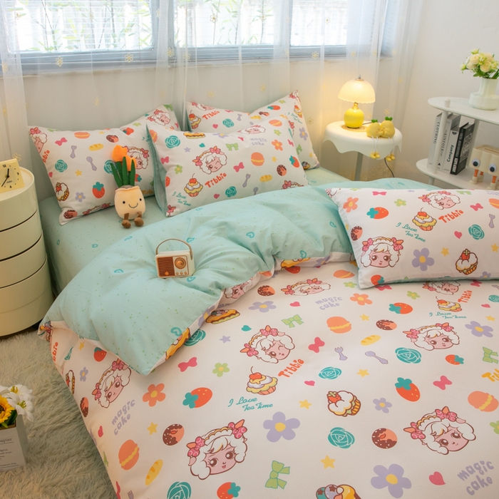 91家纺网 家纺一手货源 找家纺 简宜家居（朝初家纺） 2025新款40支斜纹12868纯棉全棉喜羊羊灰太狼系列四件套 羊羊烘培屋