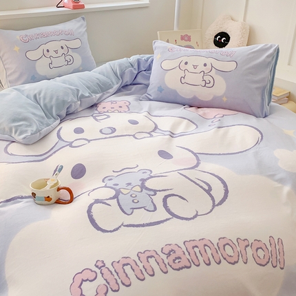 91家纺网 家纺一手货源 找家纺 （总）（买家秀爆款不断货）A类母婴级双面牛奶绒四件套珊瑚绒四件套雪花绒四件套儿童卡通牛奶绒三丽鸥大版四件套