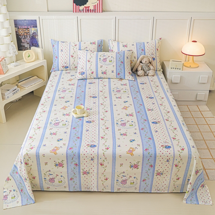 金鑫汇家纺 2025新款全棉印花单床单 快乐萌兔