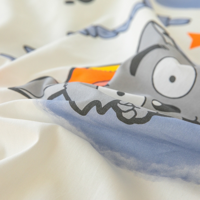 91家纺网 家纺一手货源 找家纺 简宜家居（朝初家纺） 2025新款40支斜纹12868纯棉全棉喜羊羊灰太狼系列四件套 灰心太郎