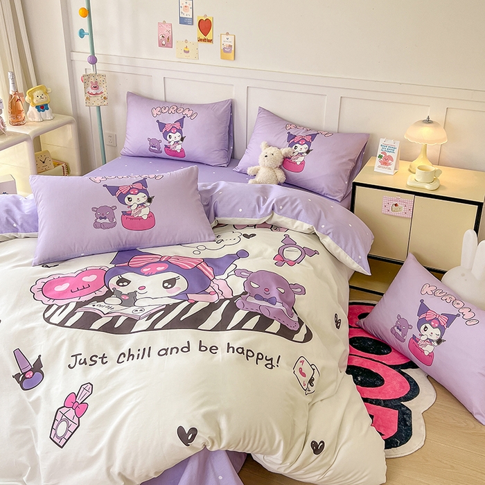 91家纺网 家纺一手货源 找家纺 玉元坊 2025年新款三丽鸥系列数码印花纯棉全棉床裙三件套四件套-简约基础款 扑克