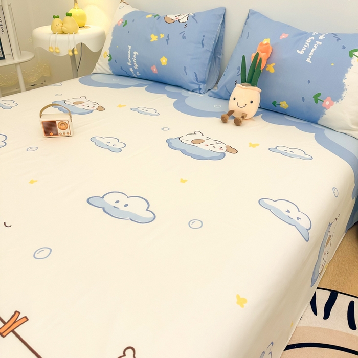 91家纺网 家纺一手货源 找家纺 简宜家居（朝初家纺） 2025新款40支全棉A版床笠 萌萌犬