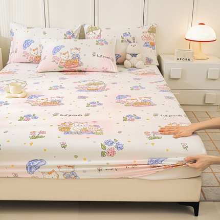 91家纺网 家纺一手货源 找家纺 （总）金鑫汇家纺 2025新款全棉印花单床笠