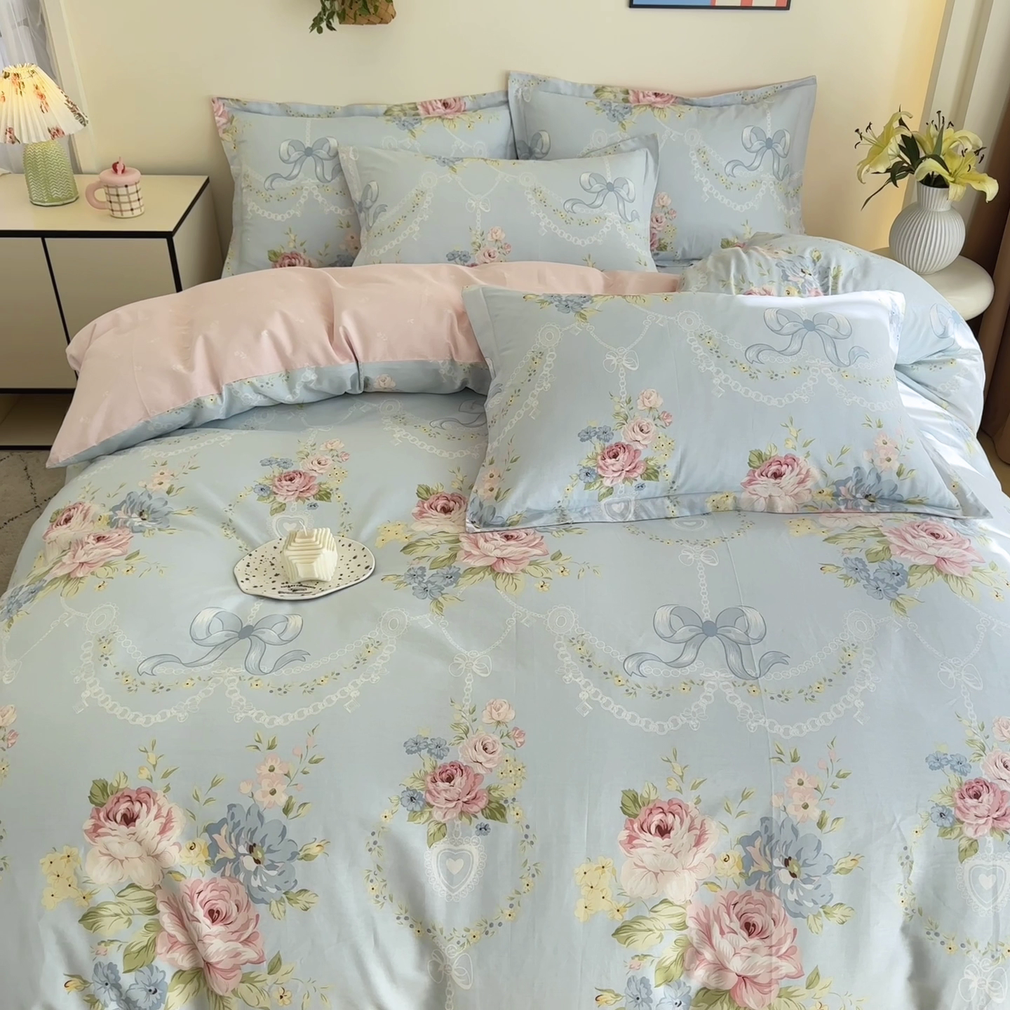 91家纺网 家纺一手货源 找家纺 天之爱 2025新款全棉印花单被套 花涧烟雨