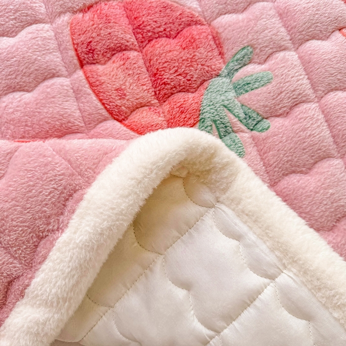 91家纺网 家纺一手货源 找家纺 梦初语 2025新款高克重雪花绒床垫褥床护垫--学生款 甜心草莓