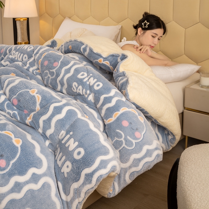 91家纺网 家纺一手货源 找家纺 梦初语 2025新款雪花绒羊羔绒厚实保暖被子被芯 几何空间