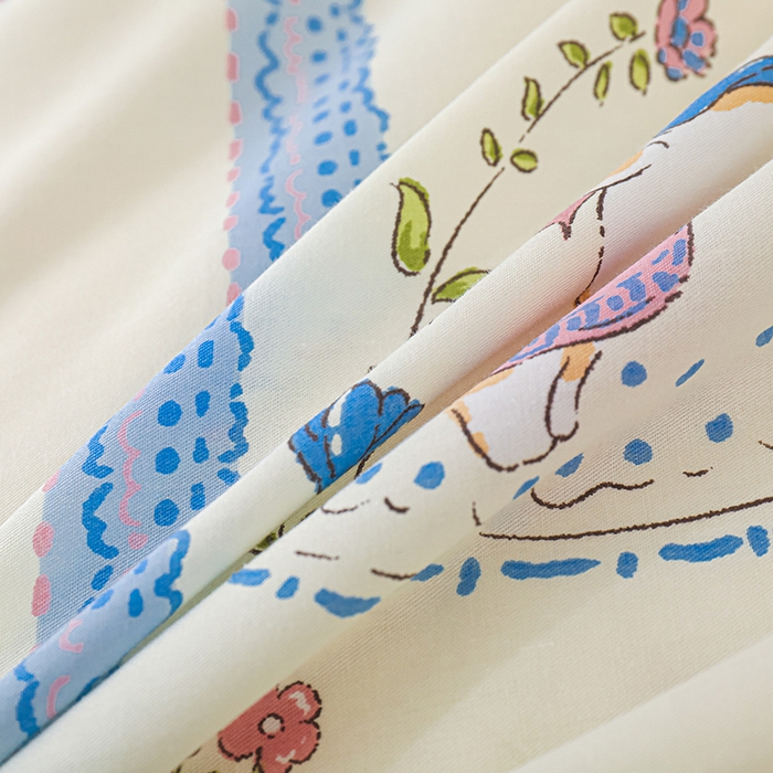 91家纺网 家纺一手货源 找家纺 金鑫汇家纺 2025新款全棉印花单枕套 快乐萌兔