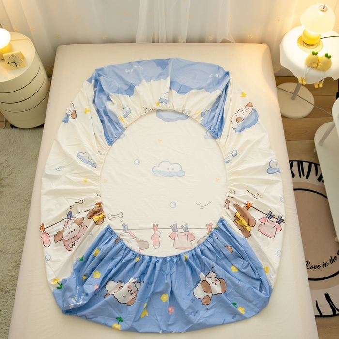 91家纺网 家纺一手货源 找家纺 简宜家居（朝初家纺） 2025新款40支全棉A版床笠 萌萌犬