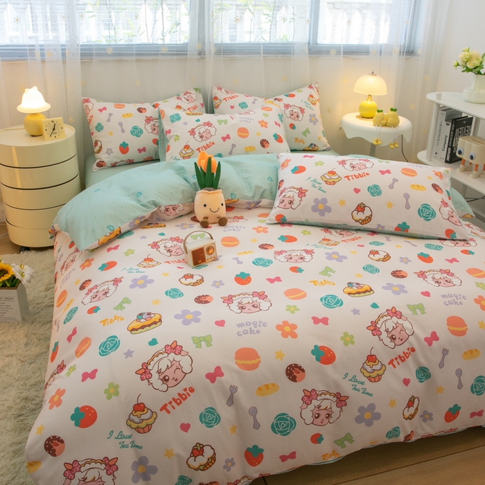 91家纺网 家纺一手货源 找家纺 简宜家居（朝初家纺） 2025新款40支斜纹12868纯棉全棉喜羊羊灰太狼系列四件套 羊羊烘培屋