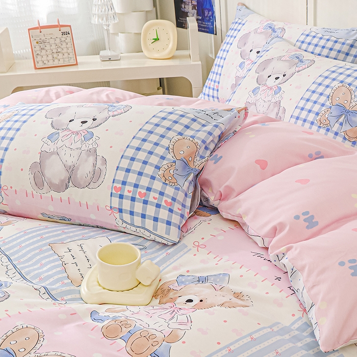 91家纺网 家纺一手货源 找家纺 金鑫汇家纺 2025新款全棉印花单枕套 熊熊精灵