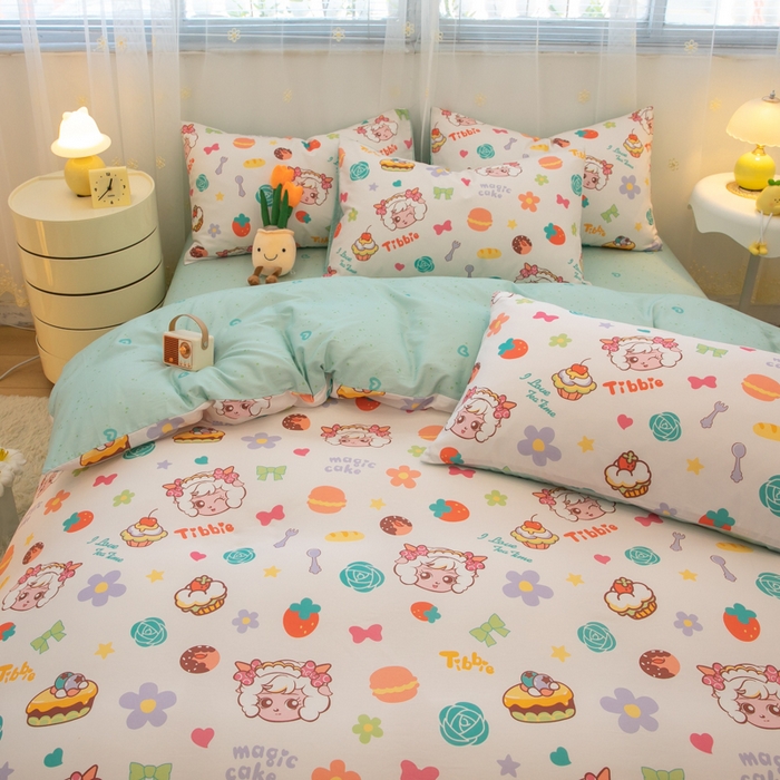 91家纺网 家纺一手货源 找家纺 简宜家居（朝初家纺） 2025新款40支斜纹12868纯棉全棉喜羊羊灰太狼系列四件套 羊羊烘培屋