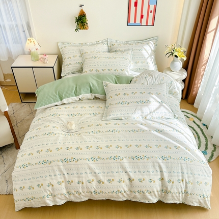 91家纺网 家纺一手货源 找家纺 天之爱 2025新款全棉印花四件套 花语初晴